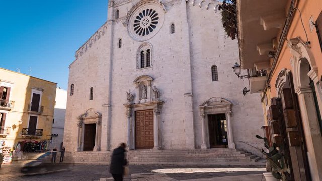 Cathedral church of St. Nicola. Bari. Puglia. Italy. Time-lapse.