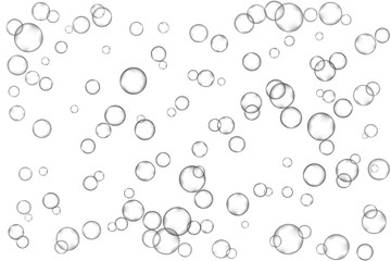 Air bubbles, oxygen, champagne crystal clear, isolated on white background modern design. Vector illustration EPS 10.