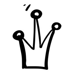 Monochrome vector cute princess crown print hand drawn.
