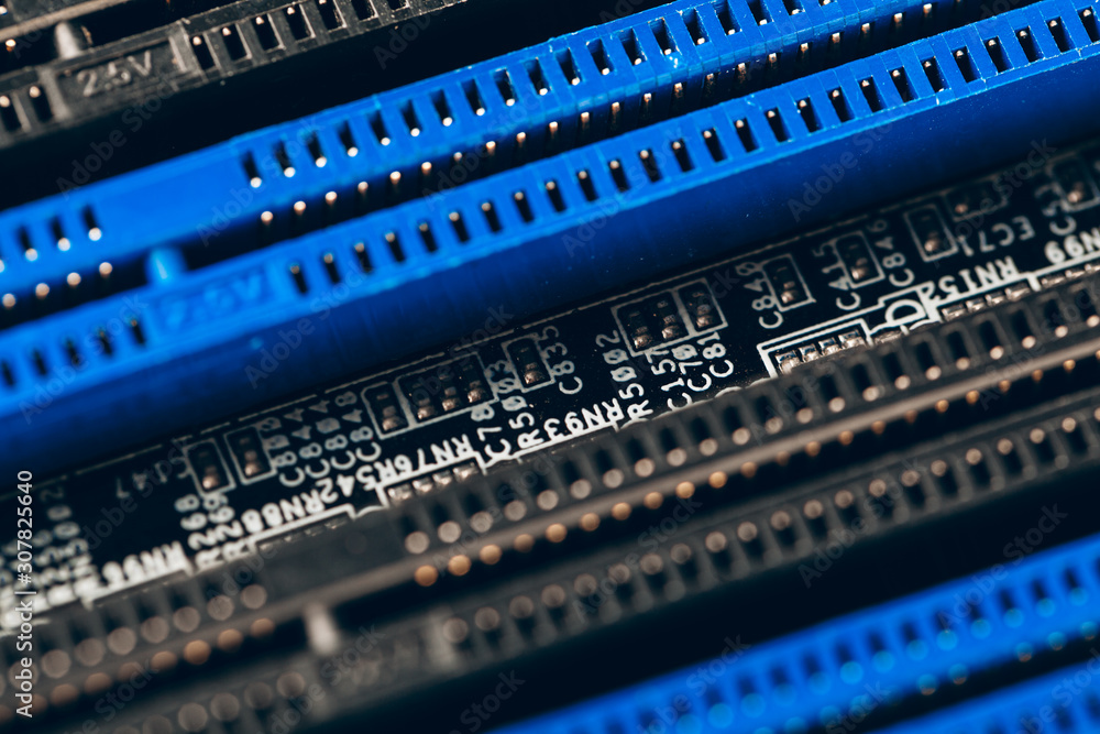 Poster close up of a electronic circuit board with processor
