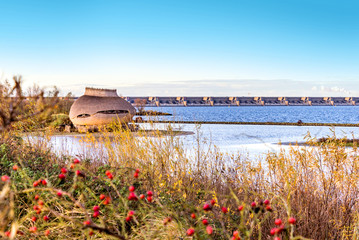 Bird Observatory Tij, completely ecologically built full view with part of the Delta Works in the...