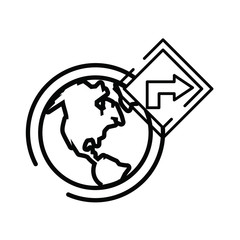 traffic arrow signal with world planet