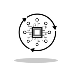 Digital Transformation icon in trendy flat style. Microchip with circular arrows symbol for your web site design, logo, app, UI Vector EPS 10. 