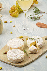 French chese plate for buffet party. Traditional french or italian entires