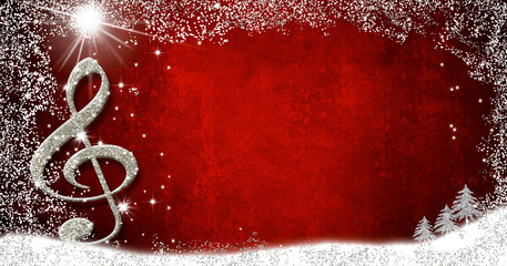 Christmas musical card, border blank background.