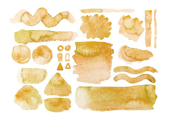 Collezzione di pennellate arancioni acquerello per graphic design