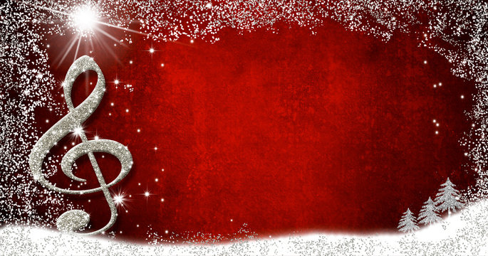 Christmas musical card, border blank background.