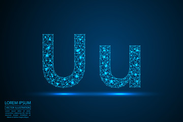 English letters abstract font consists 3d of triangles, lines, dots and connections. Vector illustration EPS 10. © Yuriy