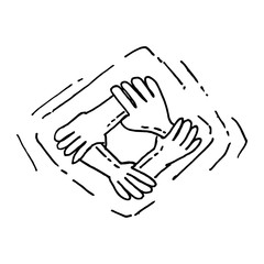 doodle hands unity. Team work symbol. vector illustration