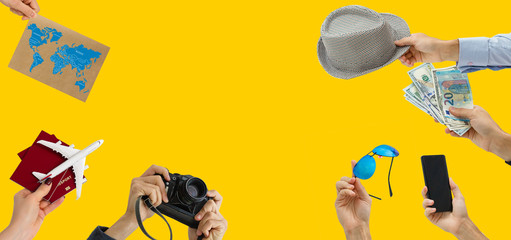 People planning holiday adventurous icons