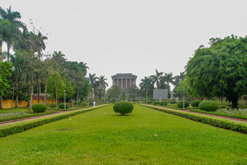 Ho Chi Minh Mausoleum from backside and park around, Hanoi, Vietnam 