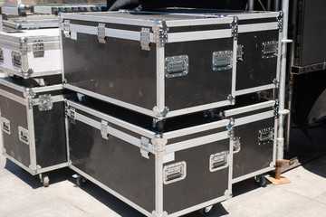 Lighting equipment box behind the stage.