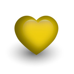 Gold heart with glossy effect. A symbol of love and St Valentines Day. 3D vector illustration