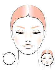 template to create makeup with image of female face round shape