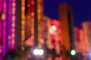 Lighting on home for traditional event in the night. Bokeh
