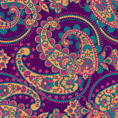 Seamless Paisley pattern in indian style. Floral vector illustration