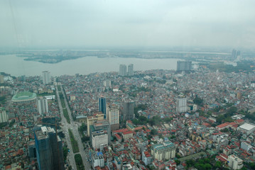 Fototapeta na wymiar Panorama of Hanoi capital from the top of Lotte center, Vietnam 
