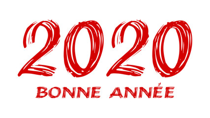 bloody horror-like illustration of a happy new year 2020 red text on a white background