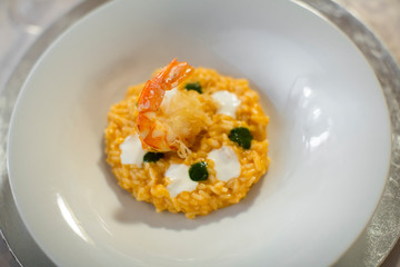 risotto al gambero e mozzarella