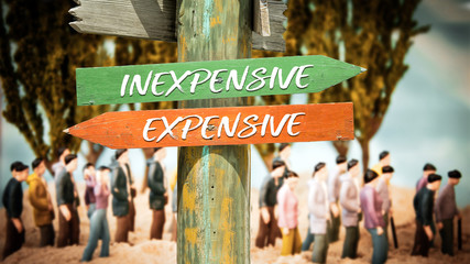 Street Sign Inexpensive versus Expensive