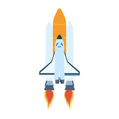 spaceship launch icon, colorful design