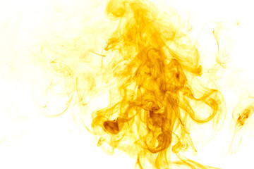 Yellow smoke on white background
