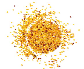 Pollen pile isolated on white background, top view