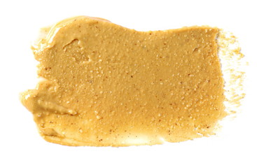 Peanut butter isolated on white background, top view