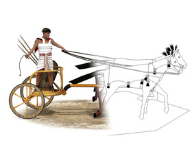 3d render, persian chariot, illustration