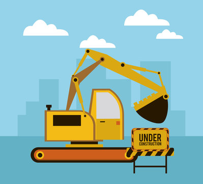 under construction scene with excavator