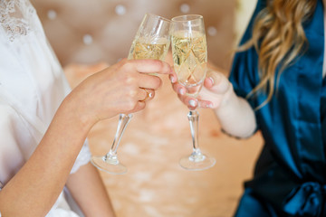 Wedding glasses for newlyweds on the wedding day