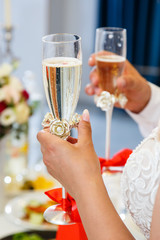 Wedding glasses for newlyweds on the wedding day