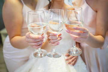 Wedding glasses for newlyweds on the wedding day