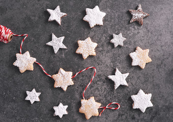 Star shaped gingerbread cookies on the table