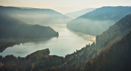 Dnister River Canyon. picturesque dawn