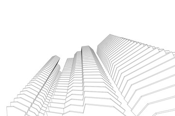 Fototapeta premium Architecture building 3d. Concept sketch. White backdrop