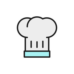 Hat chef cook flat color line icon. Isolated on white background