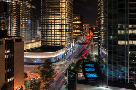 Night City Aerial View Of Arlington, Virginia, USA