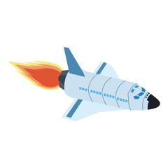 spaceship with flame icon, colorful design