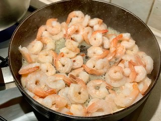 shrimp fried in a pan