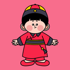 Cute Chinese Child Wearing Traditional Costume