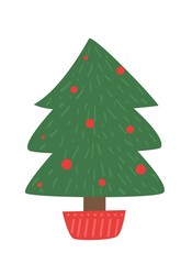 Christmas tree garland holiday winter xmas gifts fir vector illustration.