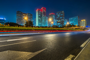 Fototapeta na wymiar light trails in the downtown district, china.