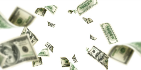 Dollar sign. American money. Cash background, us bill. Money falling.