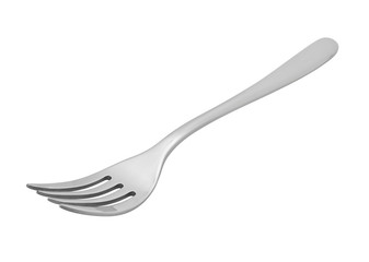 steel fork on white background