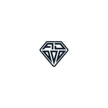 Combination of initial letter AD and diamond logo design vector