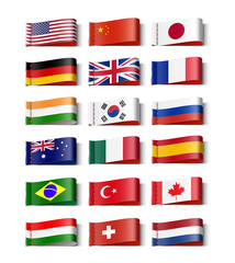 National flags of the world set. Vector illustration on white background. Ready for your design. EPS10.