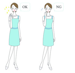 エプロンを付けた医療・介護スタッフのイラスト