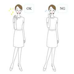 看護師のイラスト　OKサイン　NGサイン