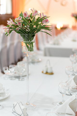 Serving of festive tables, Preparation for a festive dinner in a restaurant.